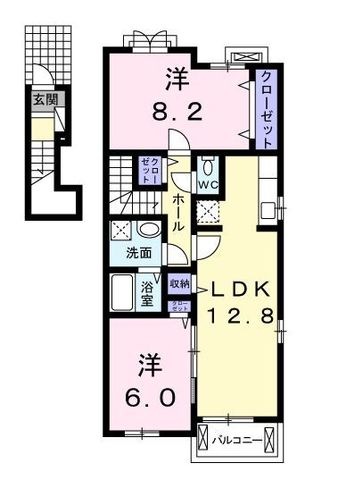 拡大写真:高松市上林町 2階201の間取り