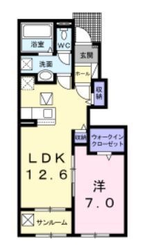 拡大写真:坂出市川津町 1階103の間取り