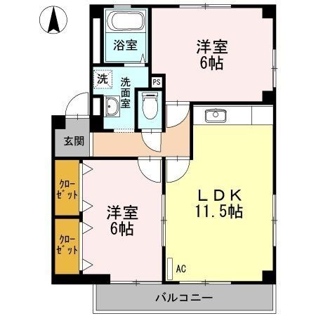 拡大写真:高松市多肥下町 2階201の間取り
