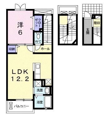 拡大写真:高松市上天神町 3階304の間取り