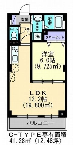 拡大写真:高松市伏石町 3階204の間取り