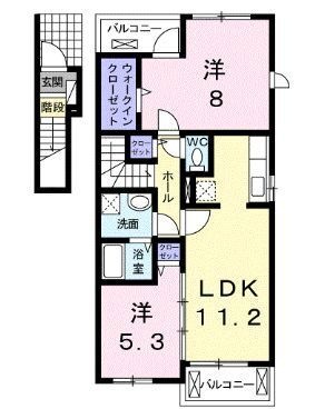 拡大写真:高松市元山町 2階201の間取り