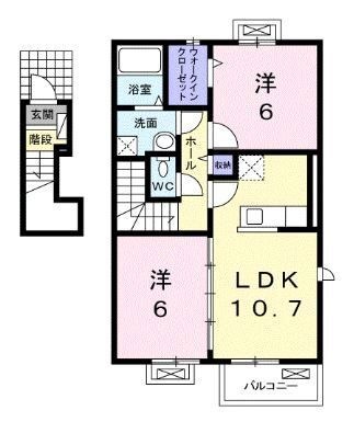 拡大写真:高松市仏生山町甲 2階201の間取り