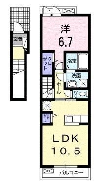 拡大写真:丸亀市御供所町1丁目 2階202の間取り