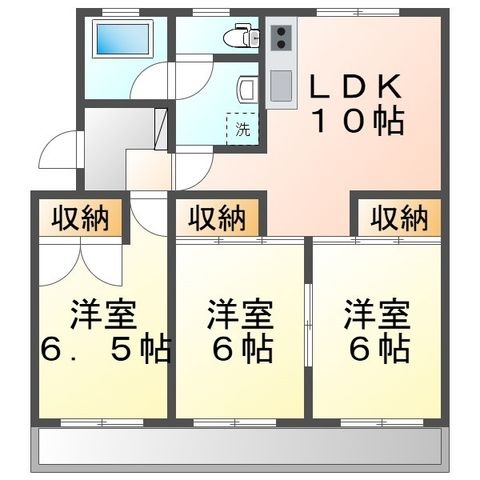 拡大写真:高松市田村町 2階201の間取り