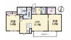 拡大写真:綾歌郡綾川町萱原 3階302の間取り