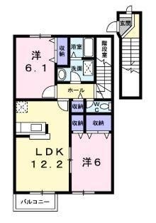 拡大写真：まっちゃハウスA 2階202の間取り