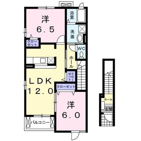 拡大写真：観音寺市三本松町１丁目 2階201の間取り