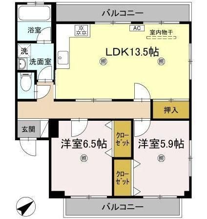拡大写真：観音寺市植田町 1階1-1の間取り