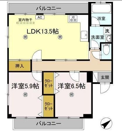 拡大写真：観音寺市植田町 2階2-2の間取り