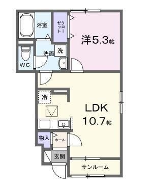 拡大写真:クオリティー宇多津A 1階104の間取り