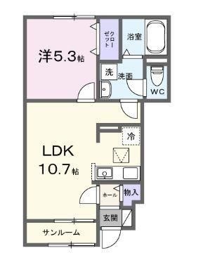拡大写真:クオリティー宇多津B 1階103の間取り