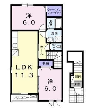 拡大写真:三豊市三野町下高瀬 2階201の間取り