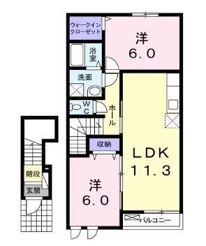拡大写真：三豊市三野町下高瀬 1階202の間取り