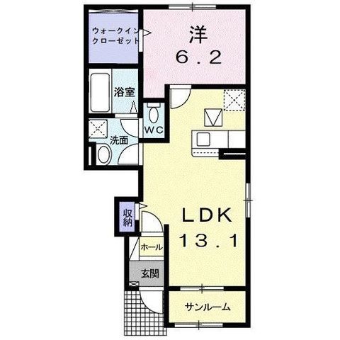 拡大写真:観音寺市柞田町 1階104の間取り