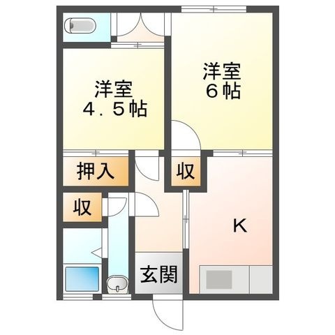 拡大写真:高月マンション 2階202の間取り