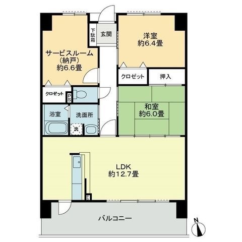 拡大写真:GRANDIA学園通り 4階402の間取り