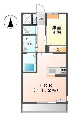 拡大写真:トライアングル 1階101の間取り