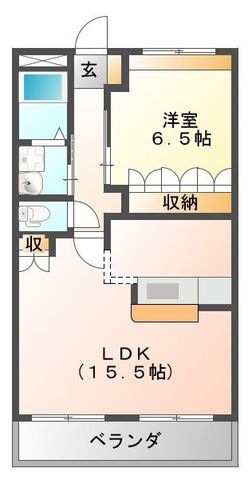 拡大写真:メゾン サクセス 2階201の間取り