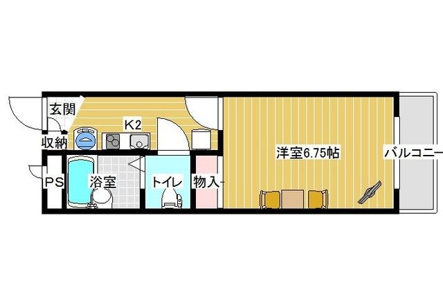 拡大写真：レオパレス本町 2階205の間取り