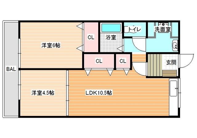 拡大写真:第2コーポ平野 2階206の間取り