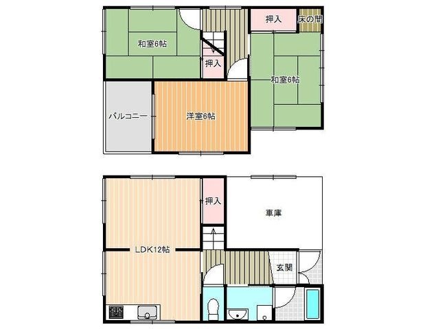 拡大写真:大和郡山市小泉町戸建貸家 2階1の間取り