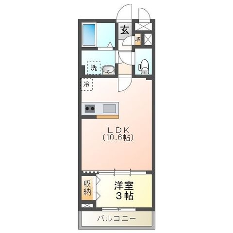 拡大写真：ＭＴＦ‐Ⅱ咲 3階301の間取り