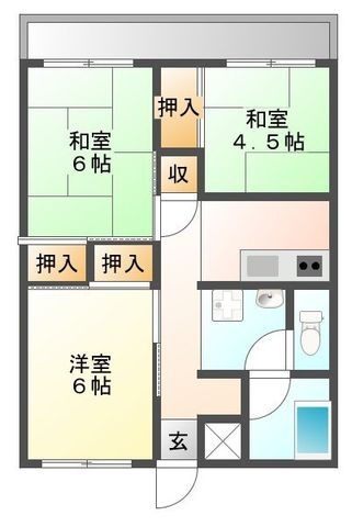 拡大写真:メゾンアルファ 4階405の間取り
