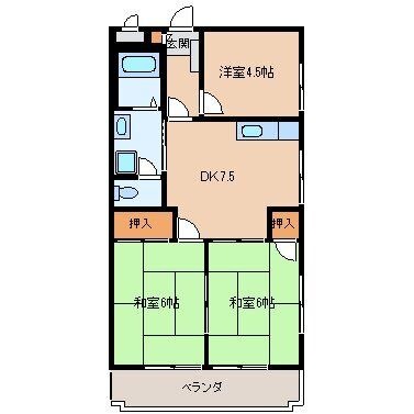 拡大写真：シャトレ青山Ｂ 3階308の間取り