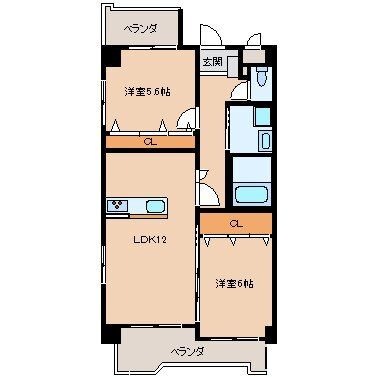 拡大写真：ノーブル三ヶ森 3階301の間取り