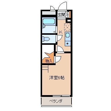 拡大写真：レオパレス エクレールＫ若松 2階207の間取り