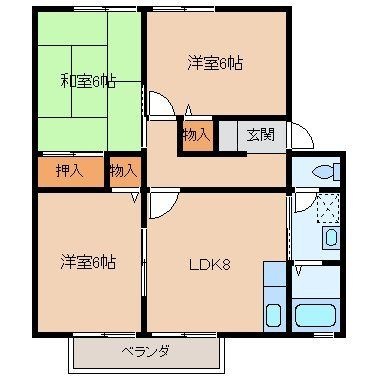 拡大写真：コーポ山鹿Ａ 2階201の間取り