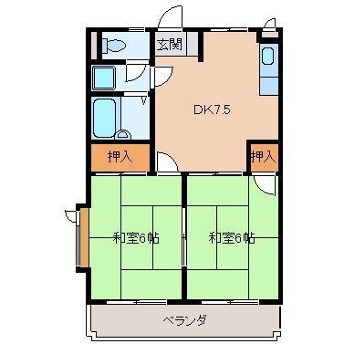 拡大写真：シャトレ若葉 3階301の間取り