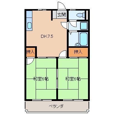 拡大写真：シャトレ若葉 5階502の間取り