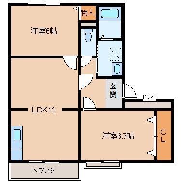 拡大写真：ロジュマン本城 2階203の間取り