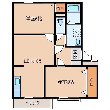 拡大写真：ロジュマン本城 3階302の間取り