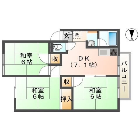 拡大写真:東近江市建部日吉町 2階202の間取り