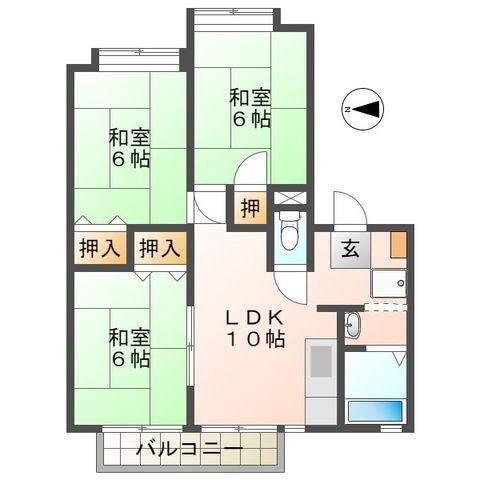 拡大写真:東近江市建部日吉町 2階203の間取り
