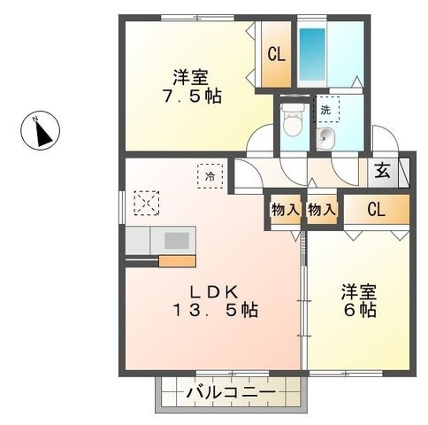 拡大写真:東近江市建部日吉町 2階202の間取り