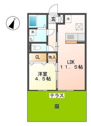 拡大写真:東近江市東沖野2丁目 1階102の間取り