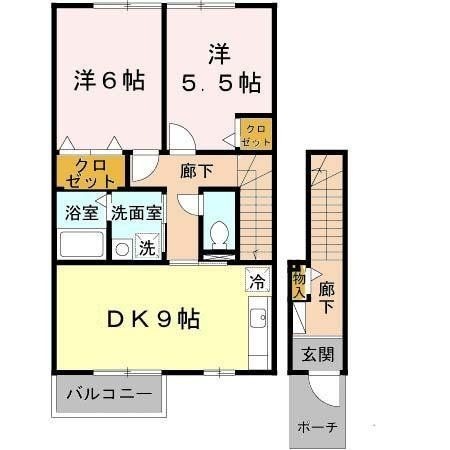 拡大写真:東近江市佐野町 2階202の間取り