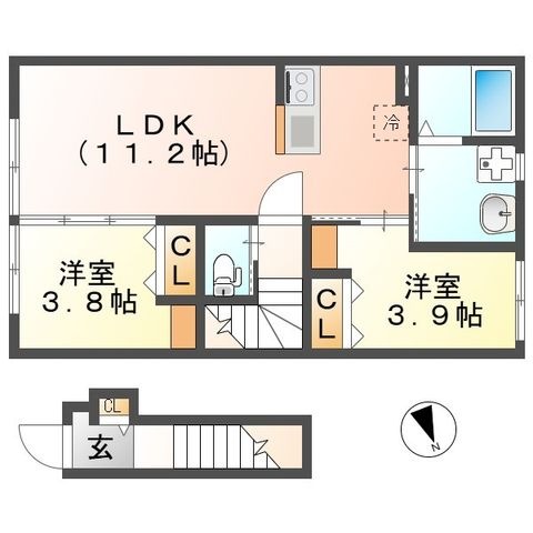 拡大写真：蒲生郡日野町大字大窪 2階203の間取り