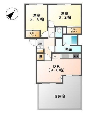 拡大写真:グランド・ビュー 1階105の間取り