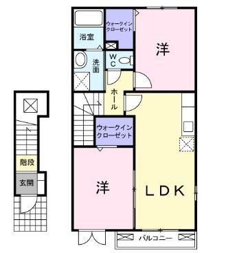 拡大写真:福山市神辺町字湯野 2階202の間取り