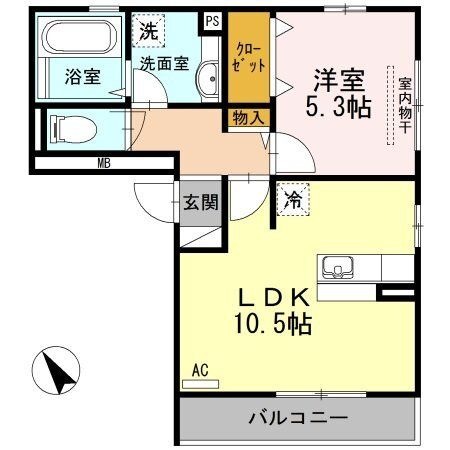 拡大写真:福山市引野町3丁目 3階302の間取り