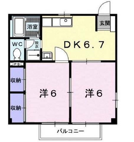 拡大写真:福山市大門町3丁目 1階101の間取り