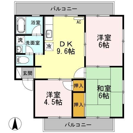 拡大写真:府中市中須町 2階202の間取り