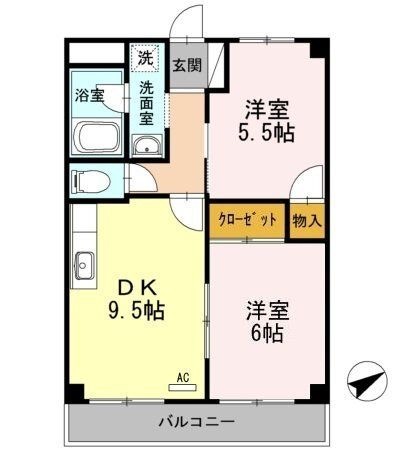 拡大写真:福山市新涯町3丁目 2階203の間取り