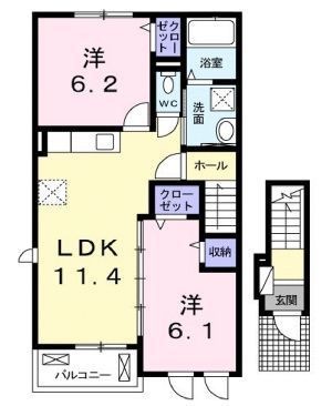 拡大写真:福山市津之郷町大字加屋 2階201の間取り