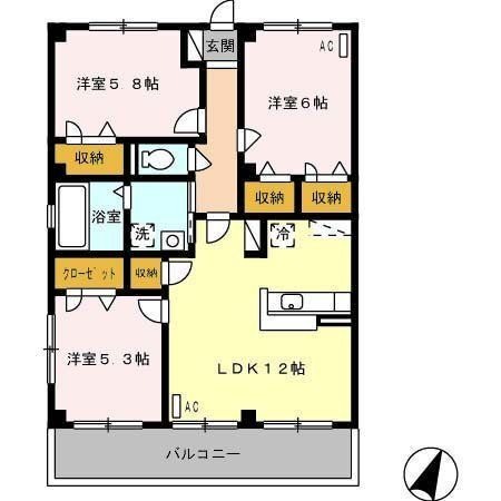拡大写真:福山市東深津町1丁目 2階202の間取り